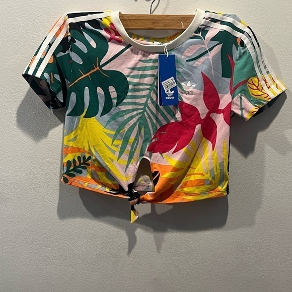 NWT- Adidas Originals TROPICALAGE CROPPED TEE: Size Medium - Picture 6 of 8